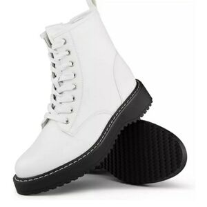 Hawkwell White Combat Side Zipper Lace up Ankle Booties Size 11